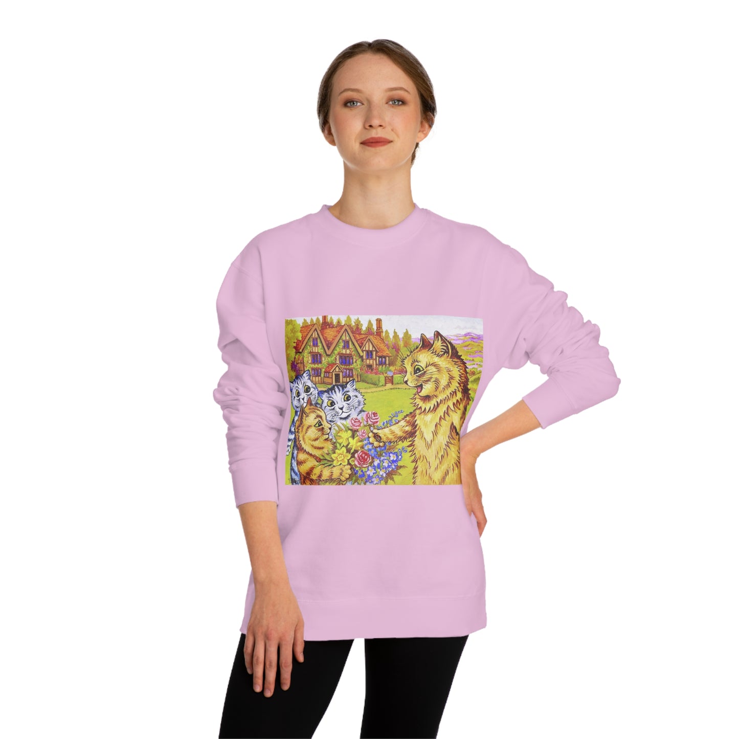 Family Of Cats In The Garden - Louis Wain - Unisex Crew Neck Sweatshirt
