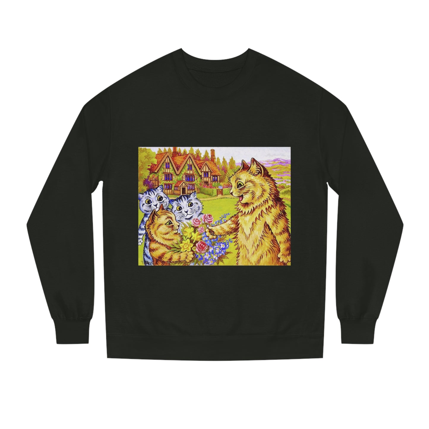 Family Of Cats In The Garden - Louis Wain - Unisex Crew Neck Sweatshirt