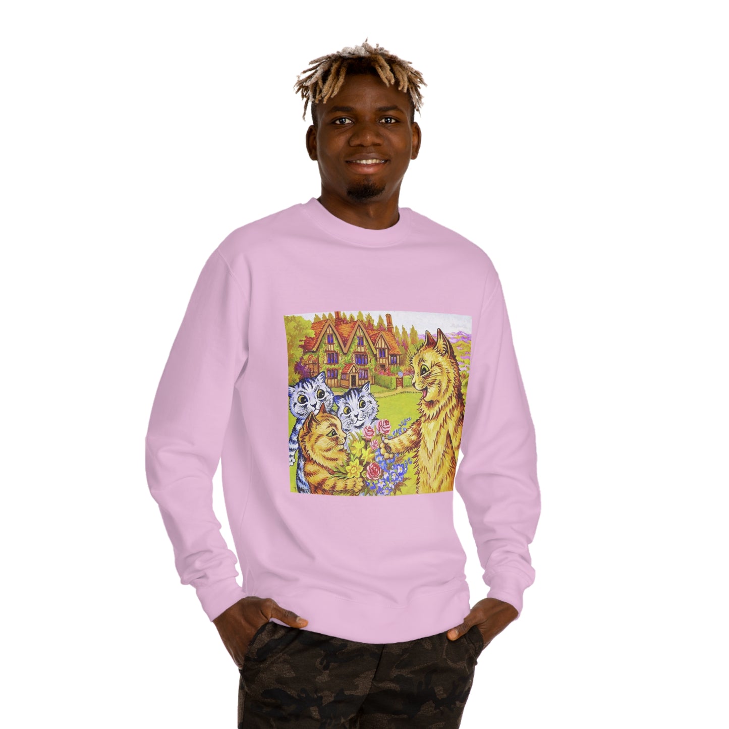 Family Of Cats In The Garden - Louis Wain - Unisex Crew Neck Sweatshirt