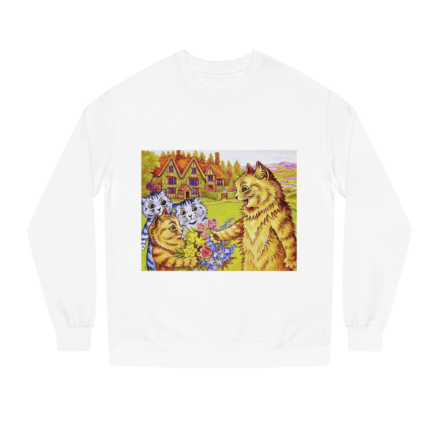 Family Of Cats In The Garden - Louis Wain - Unisex Crew Neck Sweatshirt