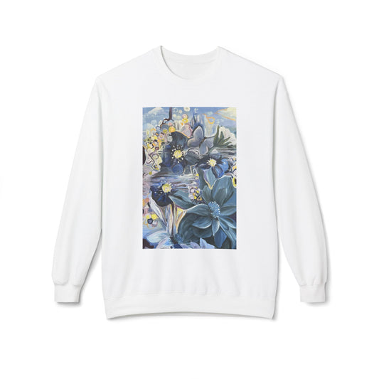 Release Abstract on Unisex White Midweight Fleece