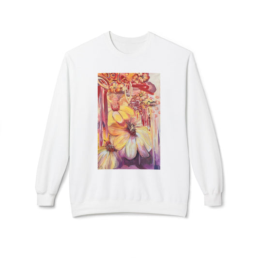 Flowers Dance Abstract on Unisex White Midweight Fleece