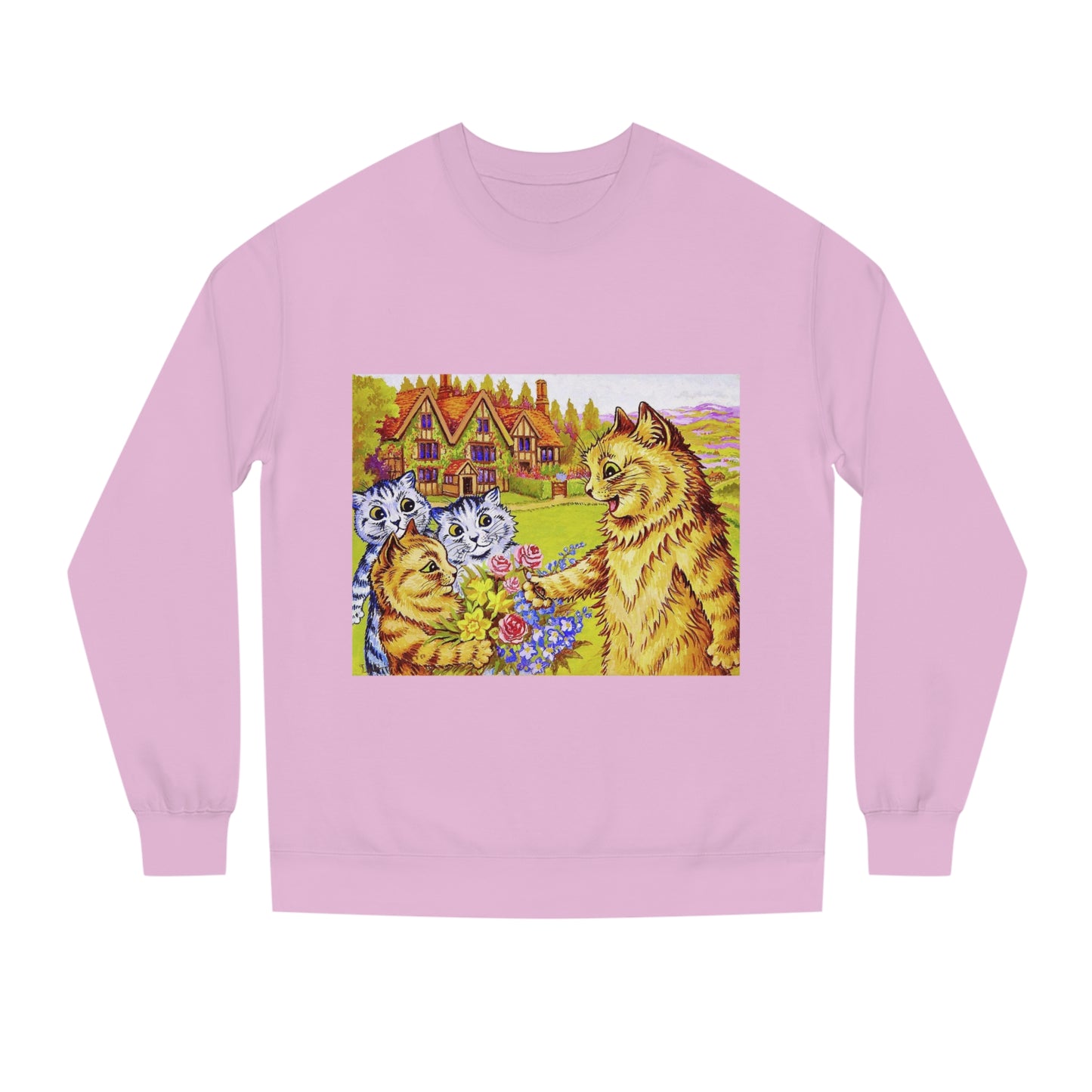 Family Of Cats In The Garden - Louis Wain - Unisex Crew Neck Sweatshirt