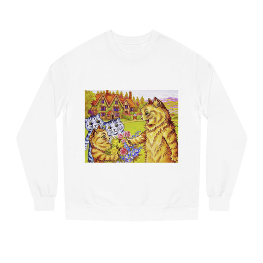 Family Of Cats In The Garden - Louis Wain - Unisex Crew Neck Sweatshirt